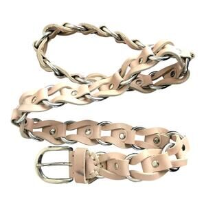 Isabel Marant Bali ivory Calf Leather braided Belt Womens Sz M Silver Hardware